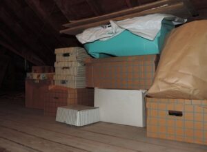 cluttered family attic